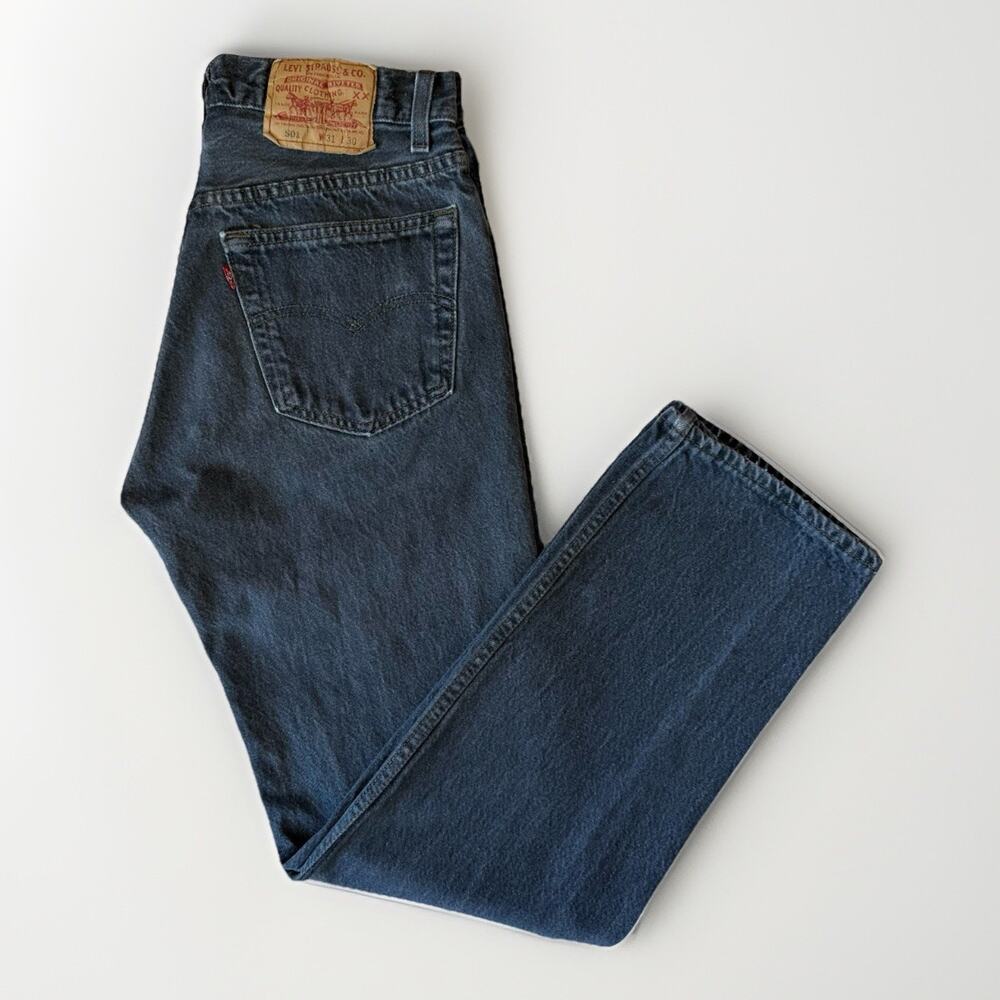 Vintage Levis 501 Jeans 28 Black Made In USA 80s Straight Leg Denim For Women